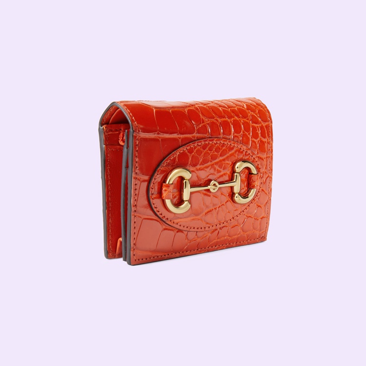 621887.EV48G.7527.007.080.0000.Light Gucci Horsebit 1955 crocodile card case wallet
